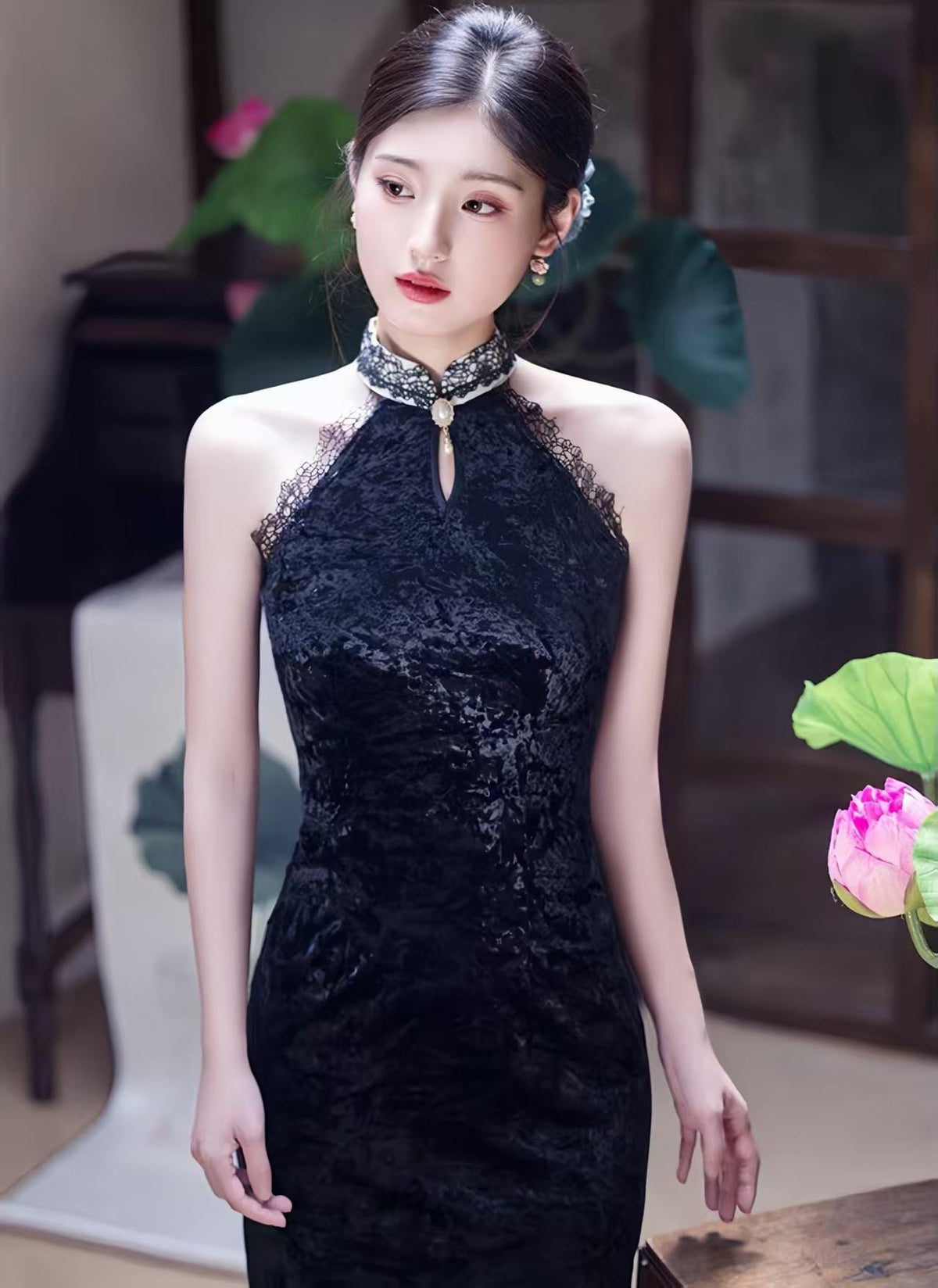 Women's Elegant Velvet Qipao Cheongsam Dress – additional product view
