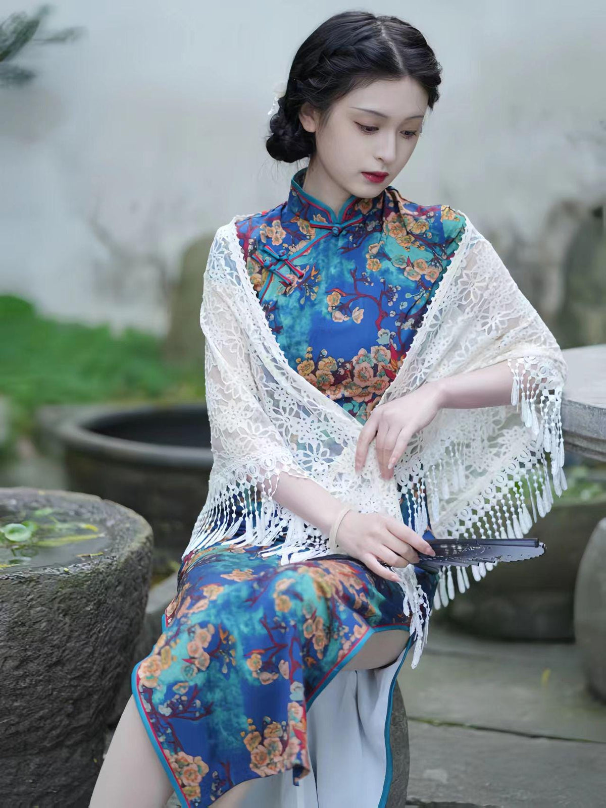 Women's Floral Qipao Cheongsam Dress – Maxi – additional product view