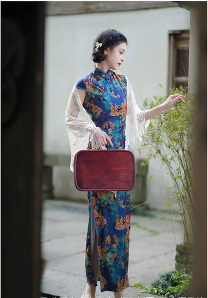 Women's Floral Qipao Cheongsam Dress – Maxi – additional product view