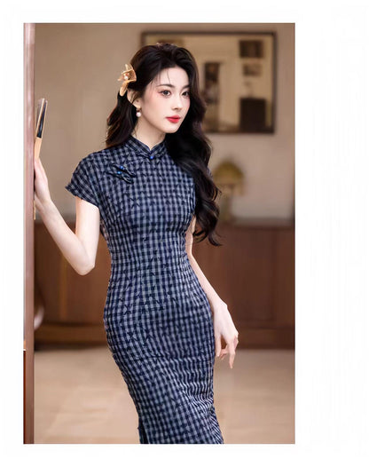 Women's Elegant Qipao Cheongsam Dress – Linen Fitted