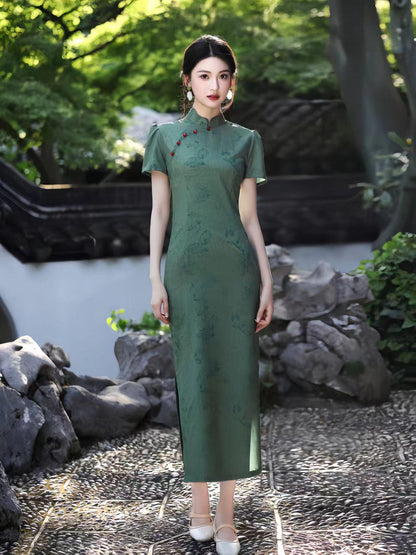 Women's Green Elegant Qipao Cheongsam Dress – additional product view