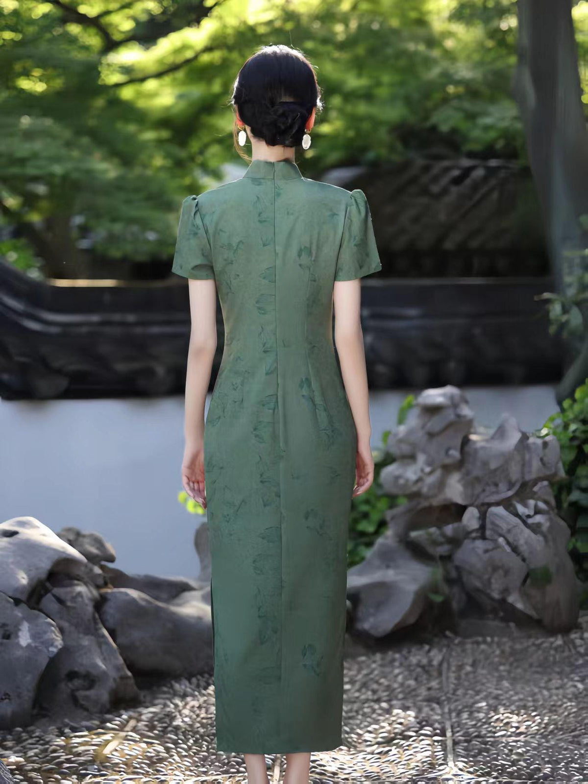 Women's Green Elegant Qipao Cheongsam Dress – additional product view