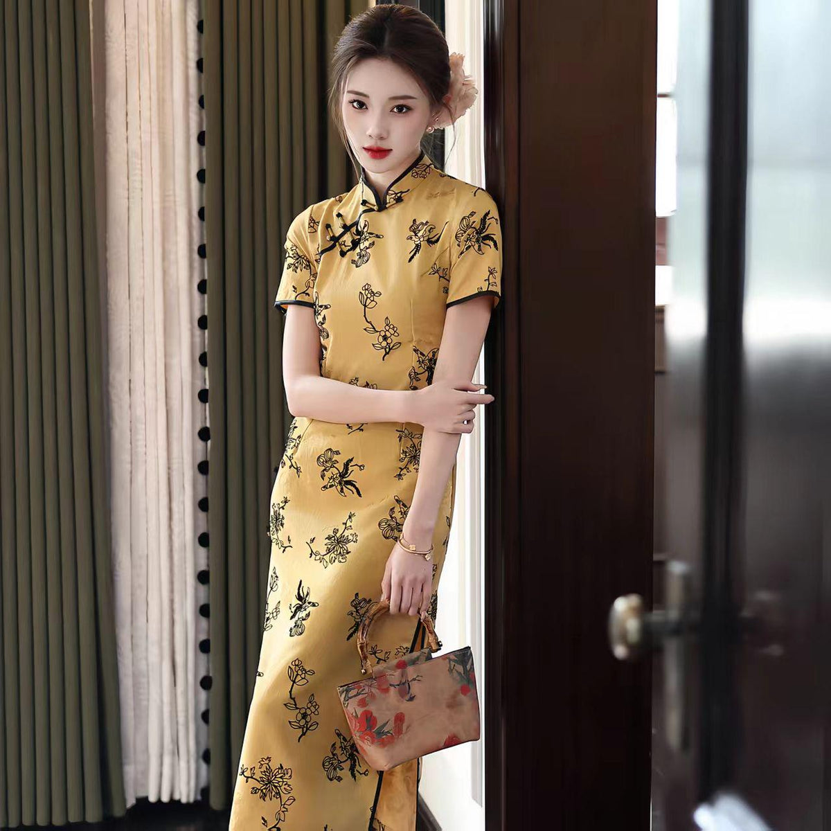Women's Floral Qipao Cheongsam Dress – additional product view