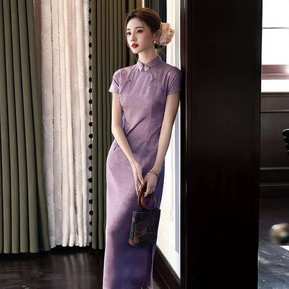 Women's Jacquard Qipao Cheongsam Dress – Fitted – additional product view