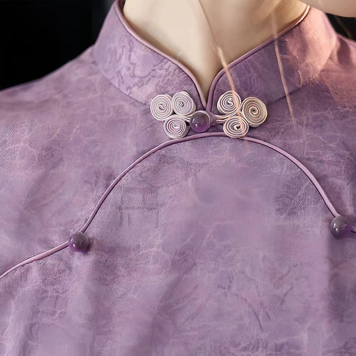 Women's Jacquard Qipao Cheongsam Dress – Fitted – additional product view