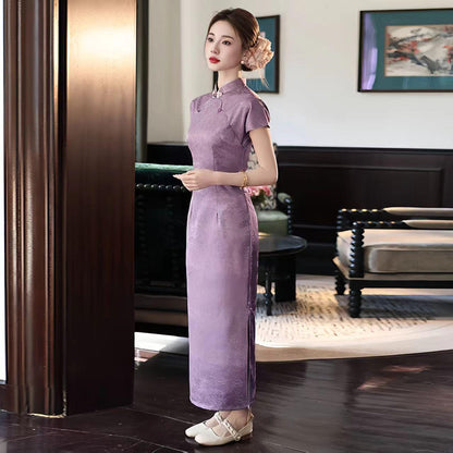Women's Jacquard Qipao Cheongsam Dress – Fitted – additional product view