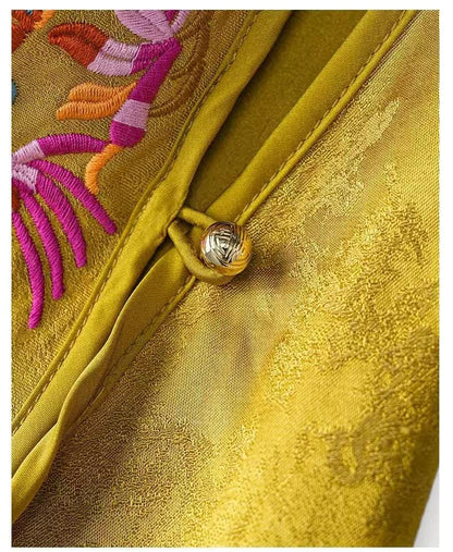 Yellow Floral Embroidered Vintage Chinese Style Vest – additional product view