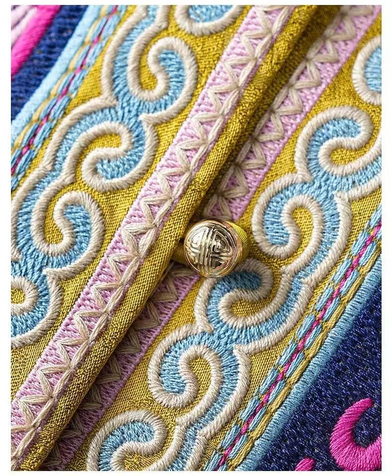 Yellow Floral Embroidered Vintage Chinese Style Vest – additional product view