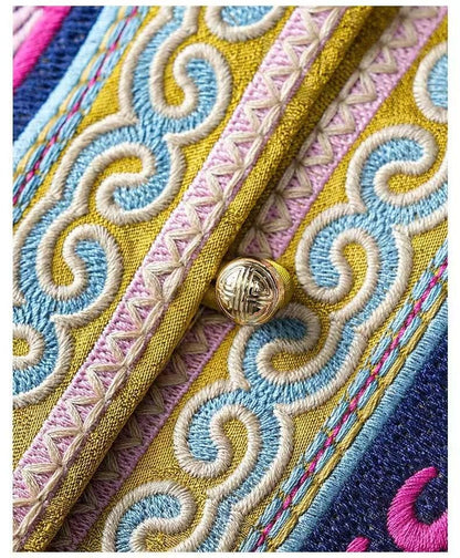 Yellow Floral Embroidered Vintage Chinese Style Vest – additional product view