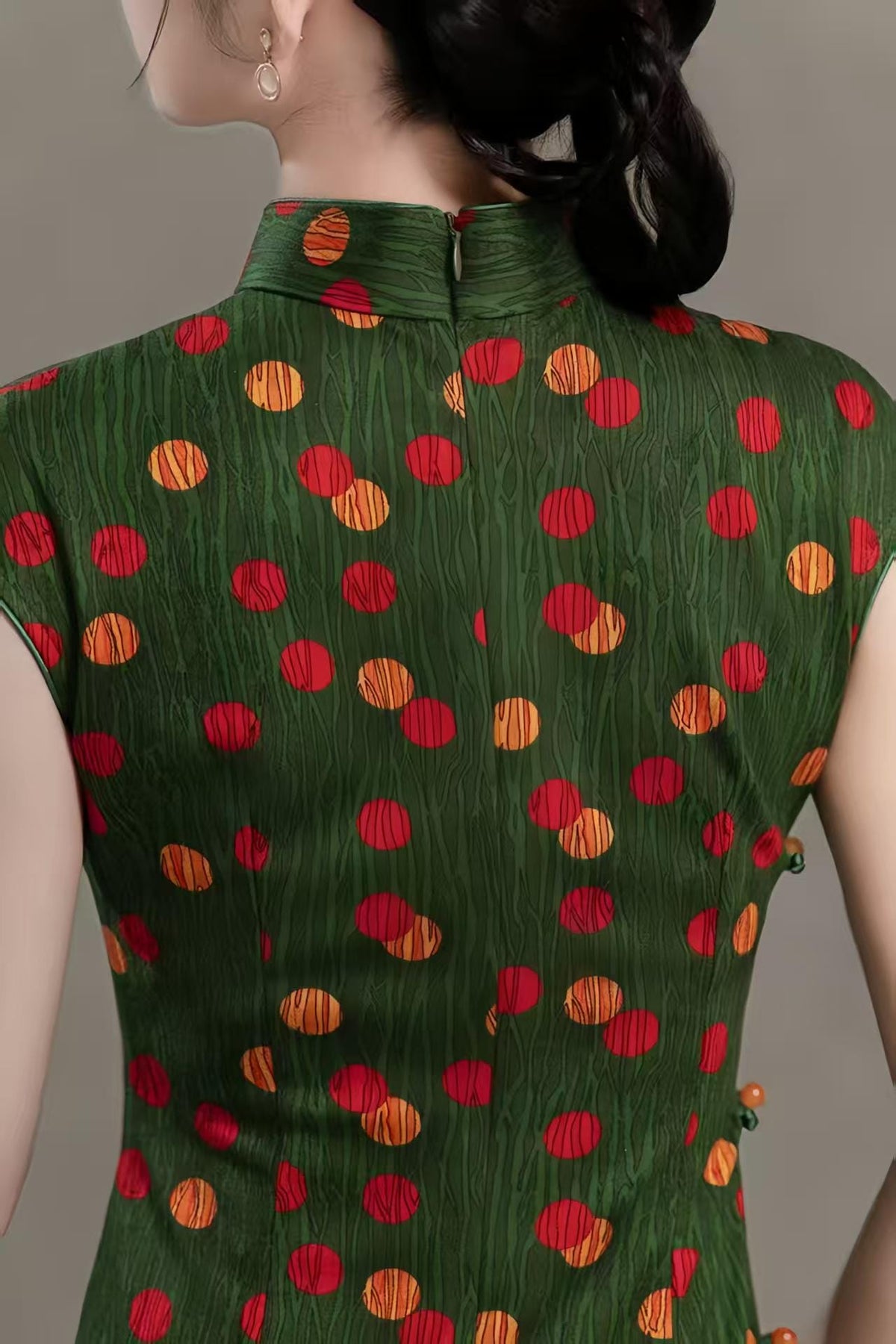 Women's Green Floral Qipao Cheongsam Dress – Fitted – additional product view