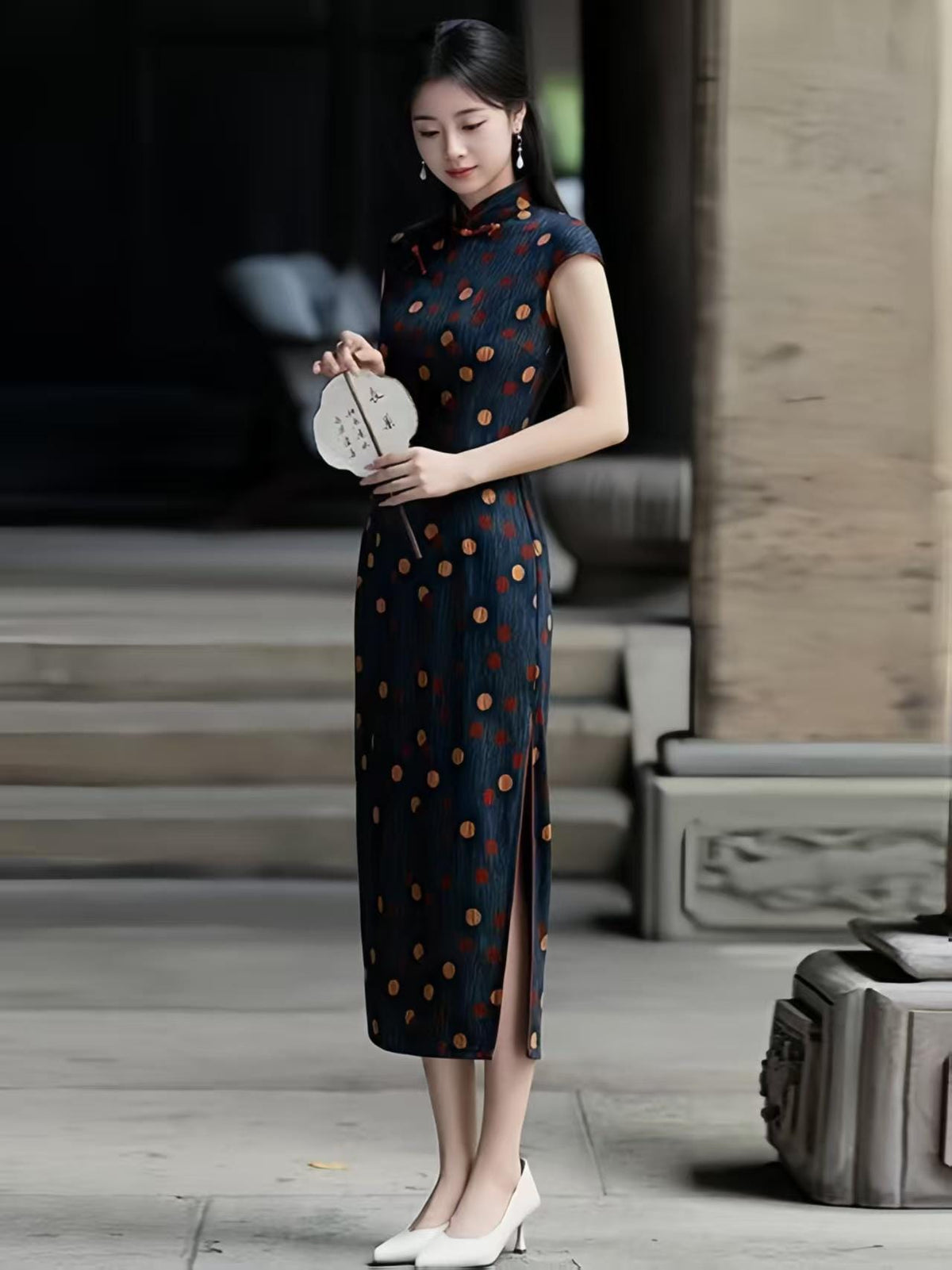 Women's Green Floral Qipao Cheongsam Dress – Fitted – additional product view
