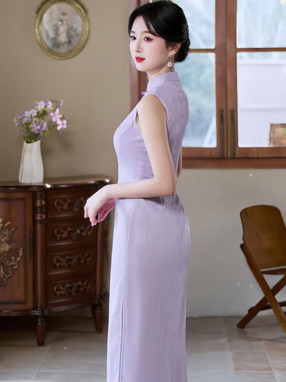 Women's Elegant Qipao Cheongsam Dress – Jacquard Fitted – additional product view