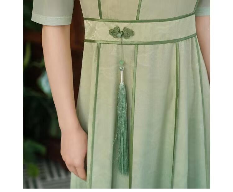 Women's Green Vintage Qipao Cheongsam Dress – additional product view