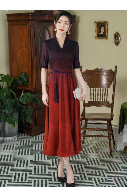 Women's Green Vintage Qipao Cheongsam Dress – additional product view