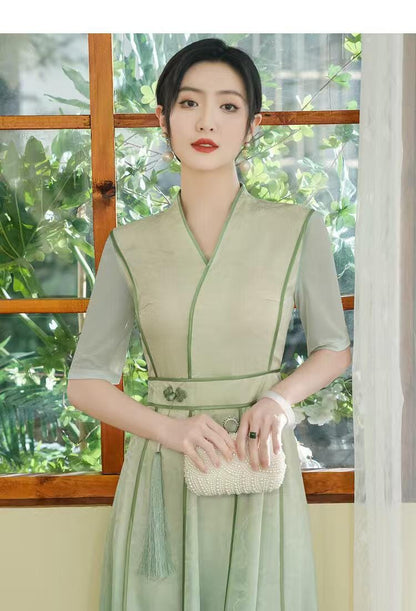 Women's Green Vintage Qipao Cheongsam Dress – additional product view