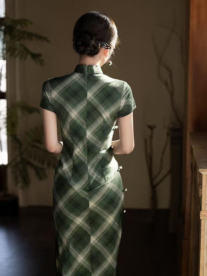 Women's Green Vintage Qipao Cheongsam Dress – additional product view