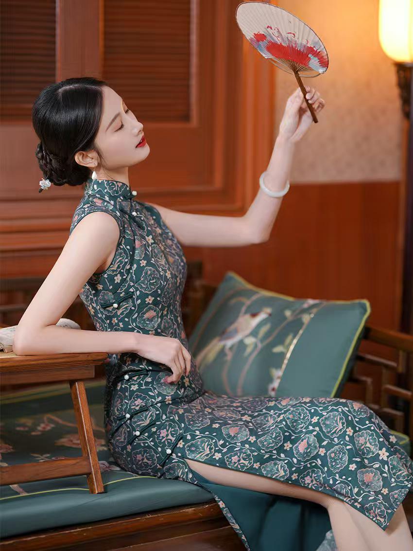 Women's Floral Brocade Qipao Cheongsam Dress – additional product view