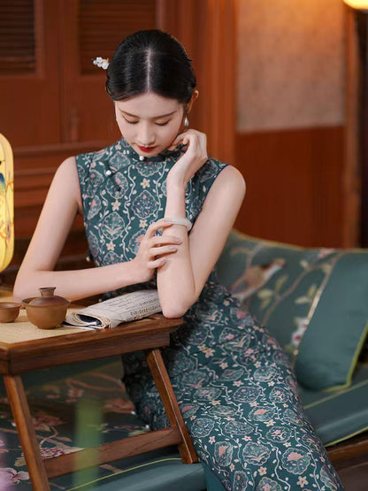 Women's Floral Brocade Qipao Cheongsam Dress – additional product view