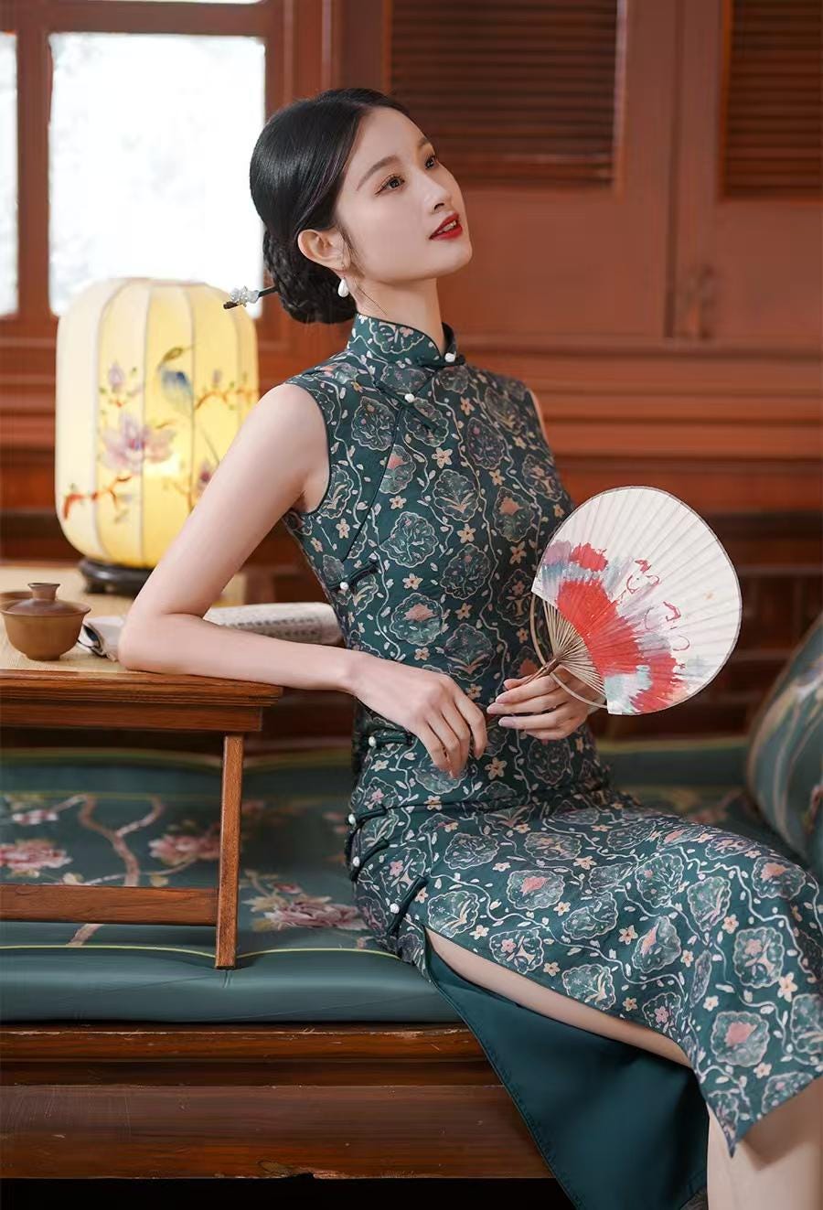 Women's Floral Brocade Qipao Cheongsam Dress – additional product view