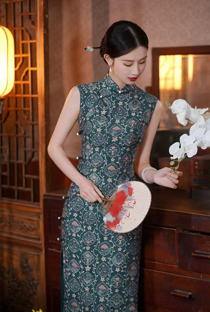 Women's Floral Brocade Qipao Cheongsam Dress – additional product view