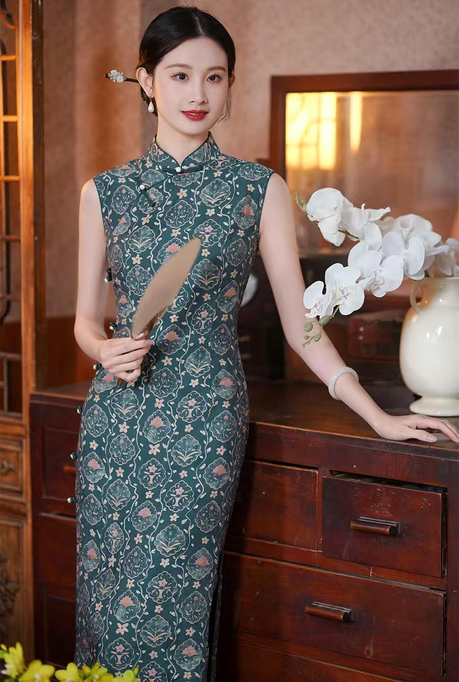 Women's Floral Brocade Qipao Cheongsam Dress