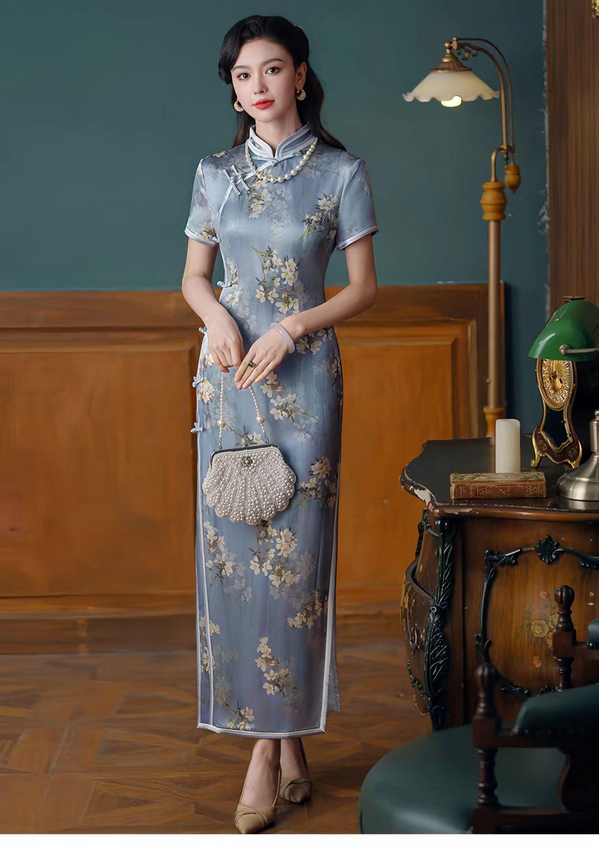 Women's Vintage Silk Qipao Cheongsam Dress – additional product view