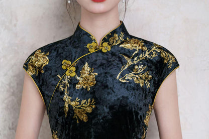 Women's Black Vintage Qipao Cheongsam Dress – additional product view