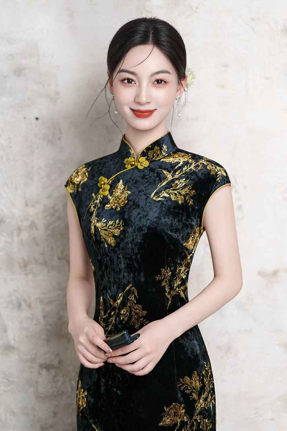 Women's Black Vintage Qipao Cheongsam Dress – additional product view