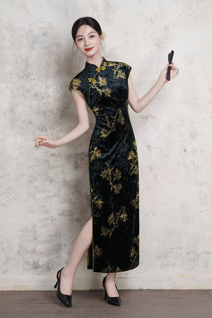 Women's Black Vintage Qipao Cheongsam Dress – additional product view