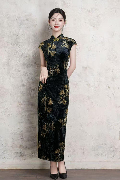 Women's Black Vintage Qipao Cheongsam Dress – additional product view
