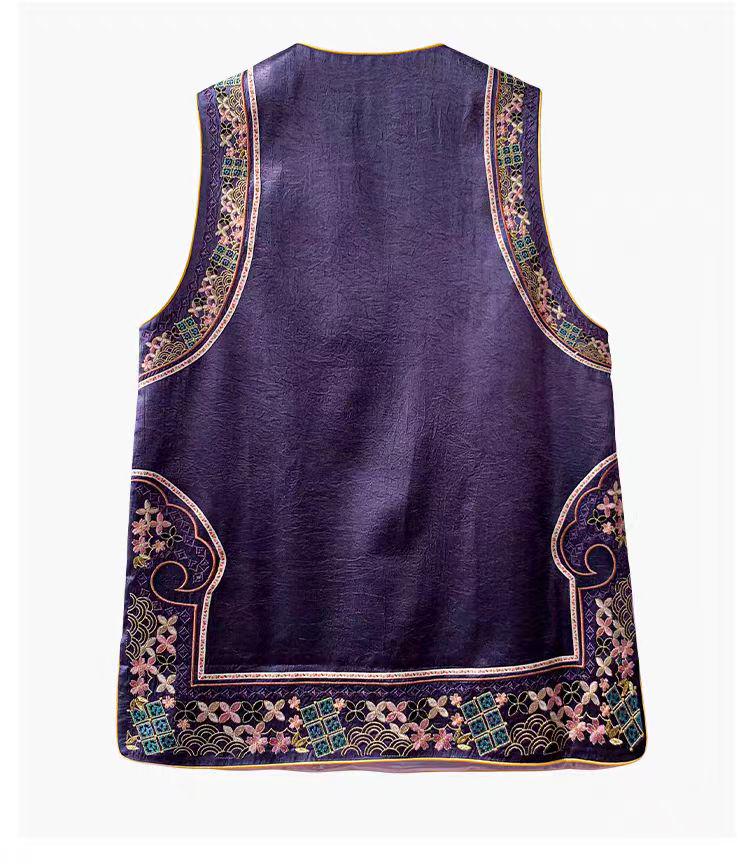 Women's Floral Embroidered Vintage Chinese Style Vest – Acetate Sleeveless – additional product view