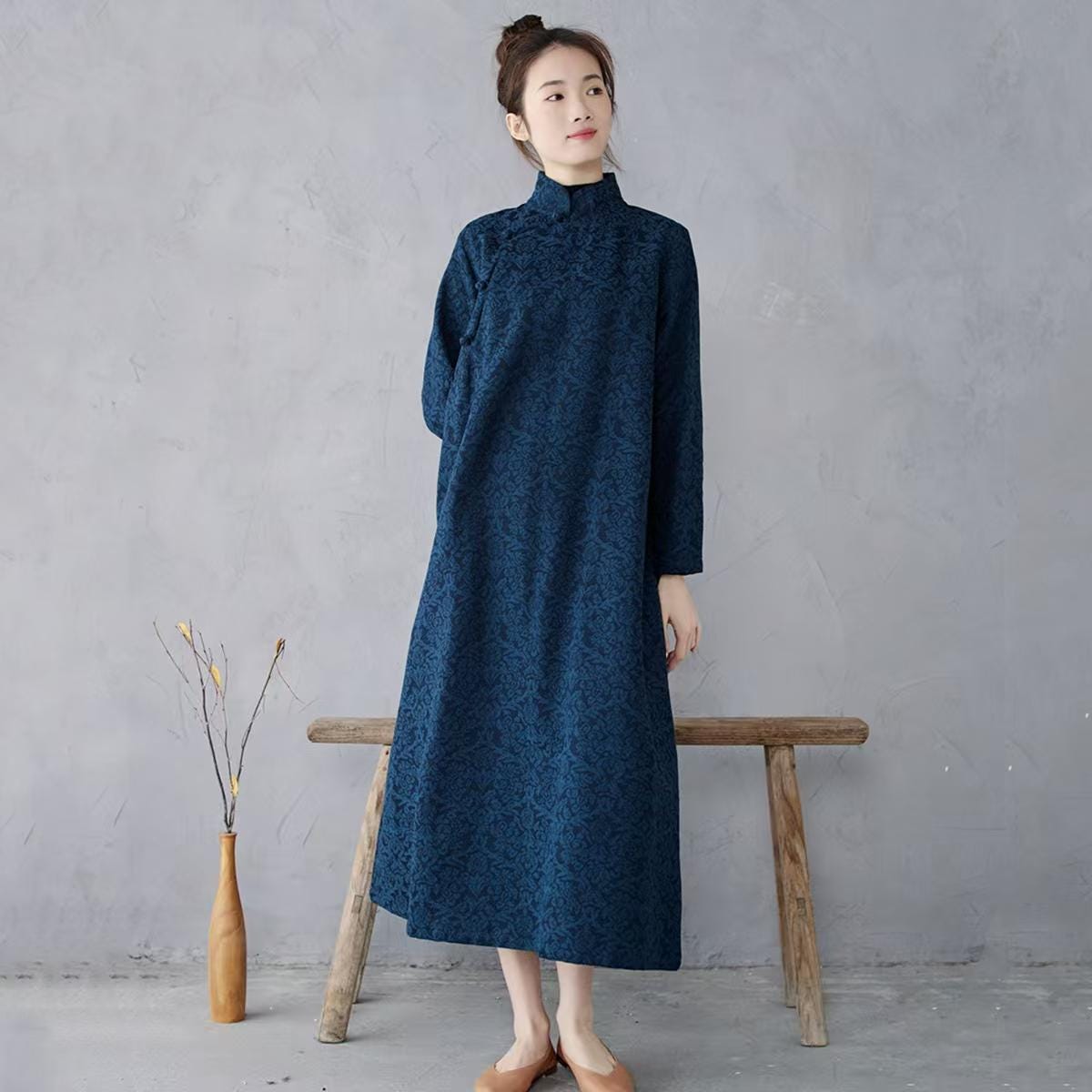 Women's Jacquard Qipao Cheongsam Dress – Relaxed Fit – additional product view