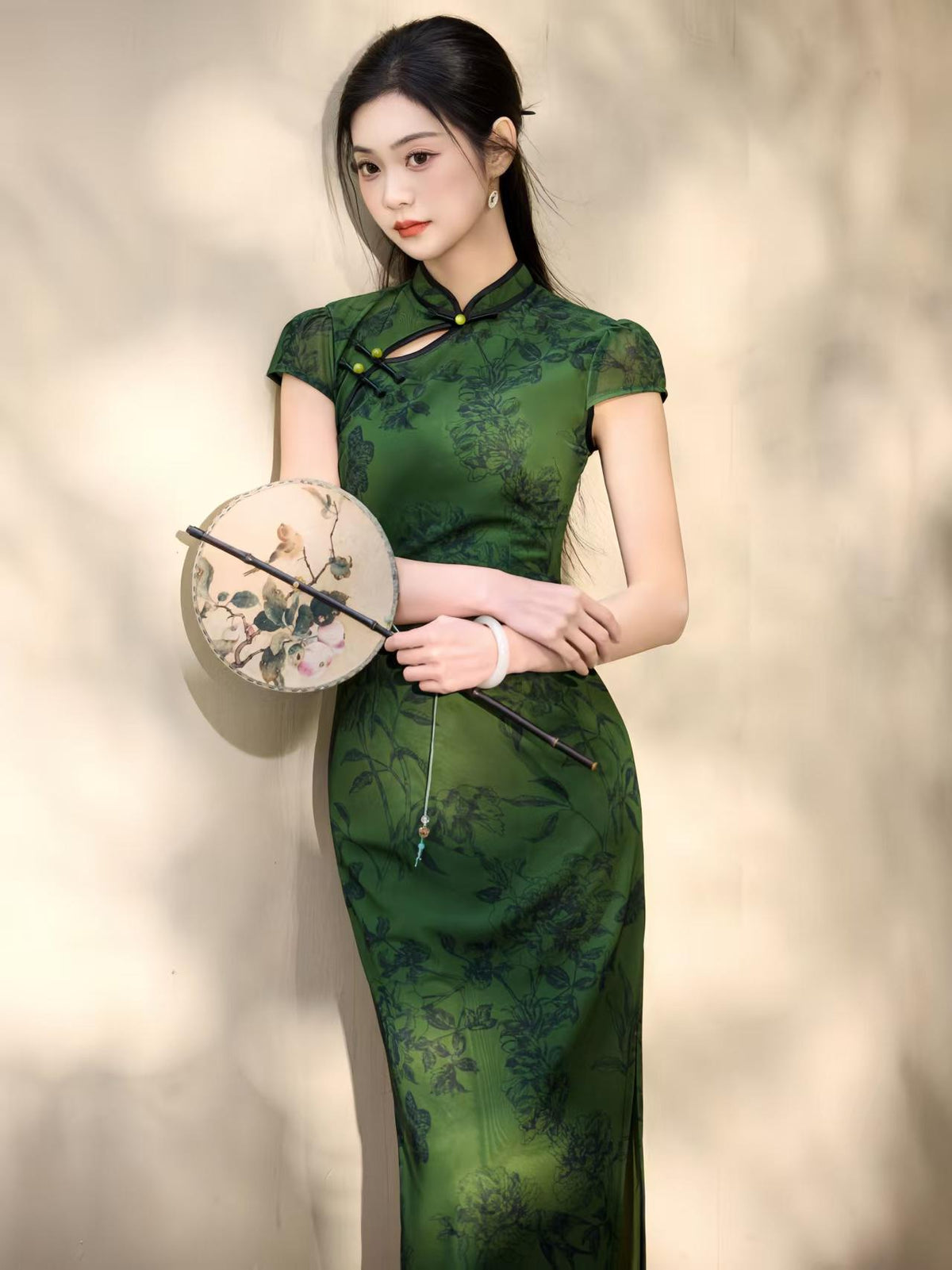 Women's Green Elegant Qipao Cheongsam Dress – Maxi – additional product view