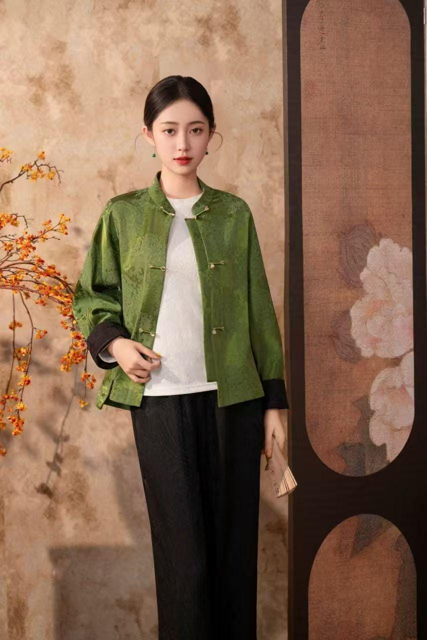 Women's Green Vintage Chinese Tang Jacket