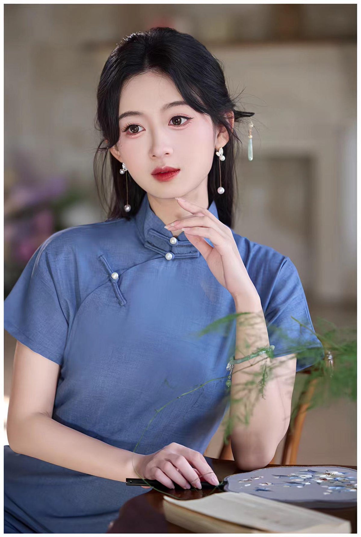 Women's Vintage Qipao Cheongsam Dress – Midi Fitted – additional product view