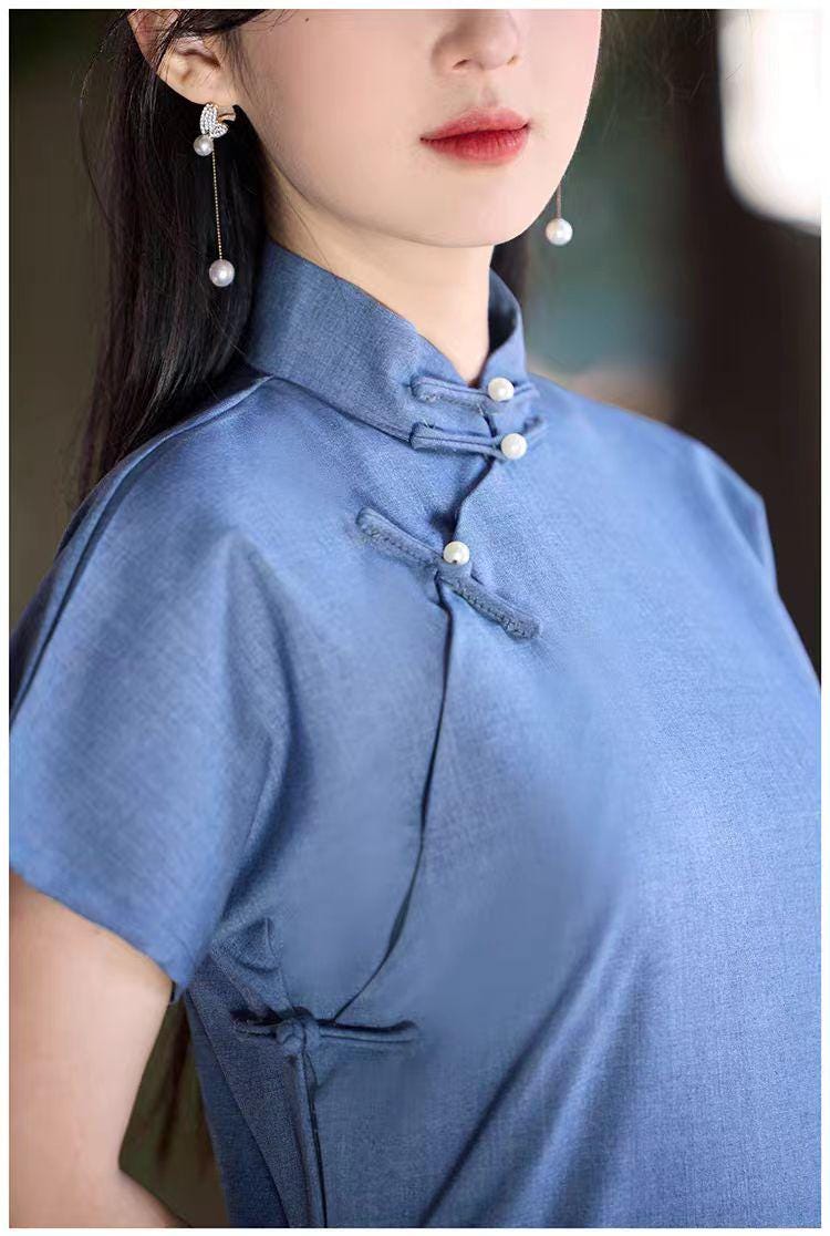 Women's Vintage Qipao Cheongsam Dress – Midi Fitted – additional product view