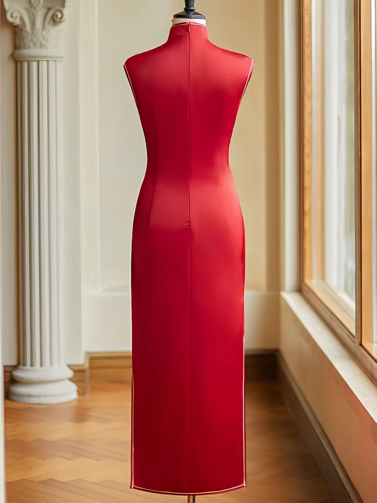 Women's Red Embroidered Qipao Cheongsam Dress – additional product view