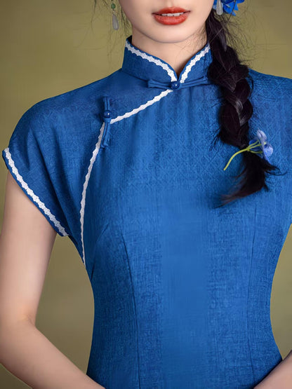 Women's Vintage Qipao Cheongsam Dress – Mandarin Collar Maxi Fitted – additional product view