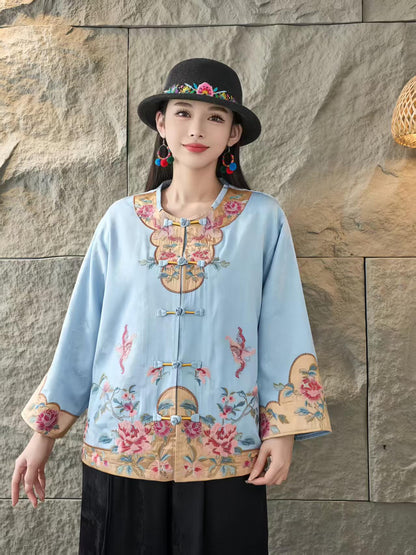 Women's Floral Satin Chinese Tang Jacket – additional product view