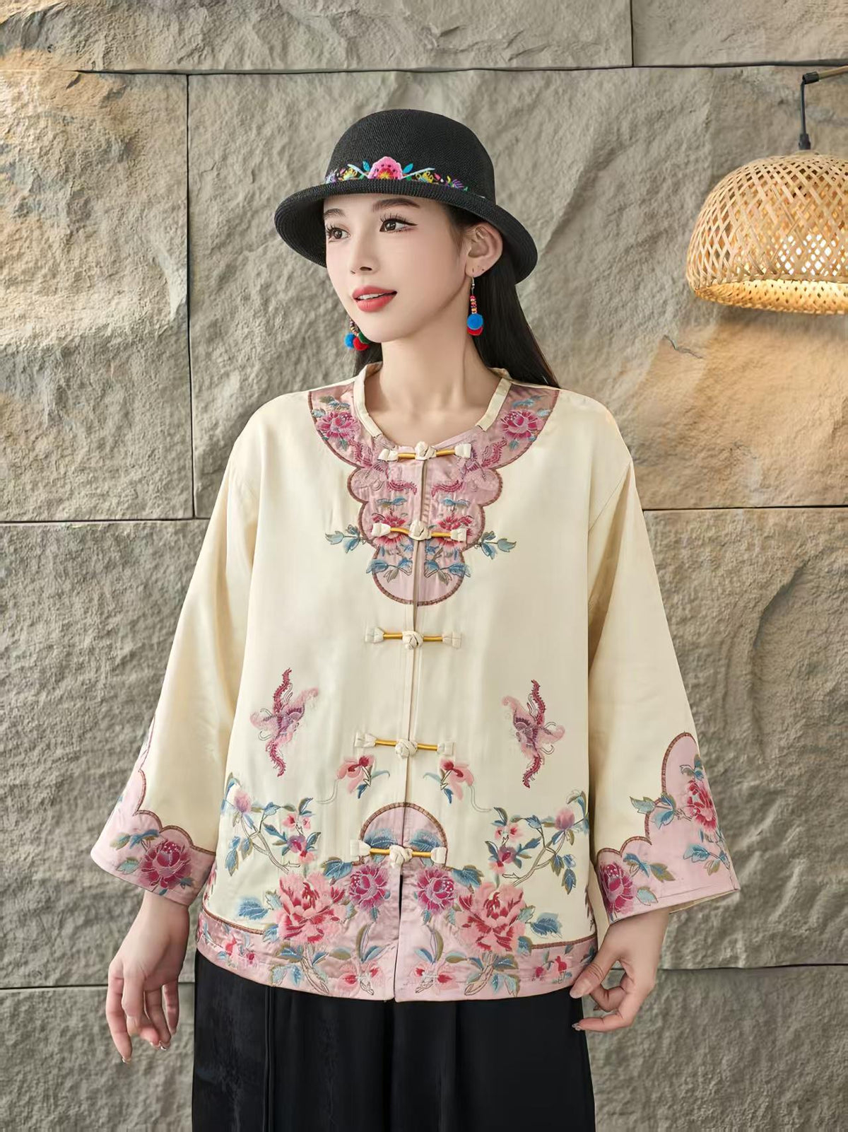 Women's Floral Satin Chinese Tang Jacket – additional product view