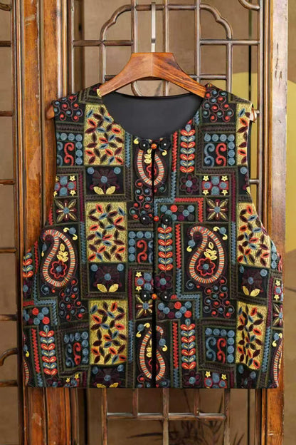 Women's Embroidered Chinese Tang Jacket – Sleeveless – additional product view