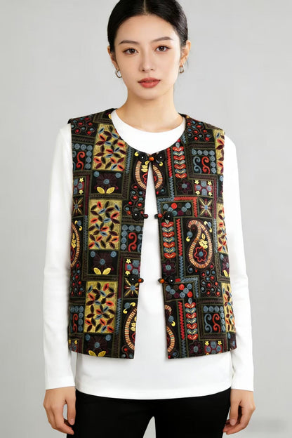 Women's Embroidered Chinese Tang Jacket – Sleeveless