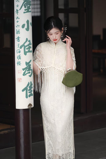 Women's White Vintage Modern Chinese Two-Piece Set – additional product view
