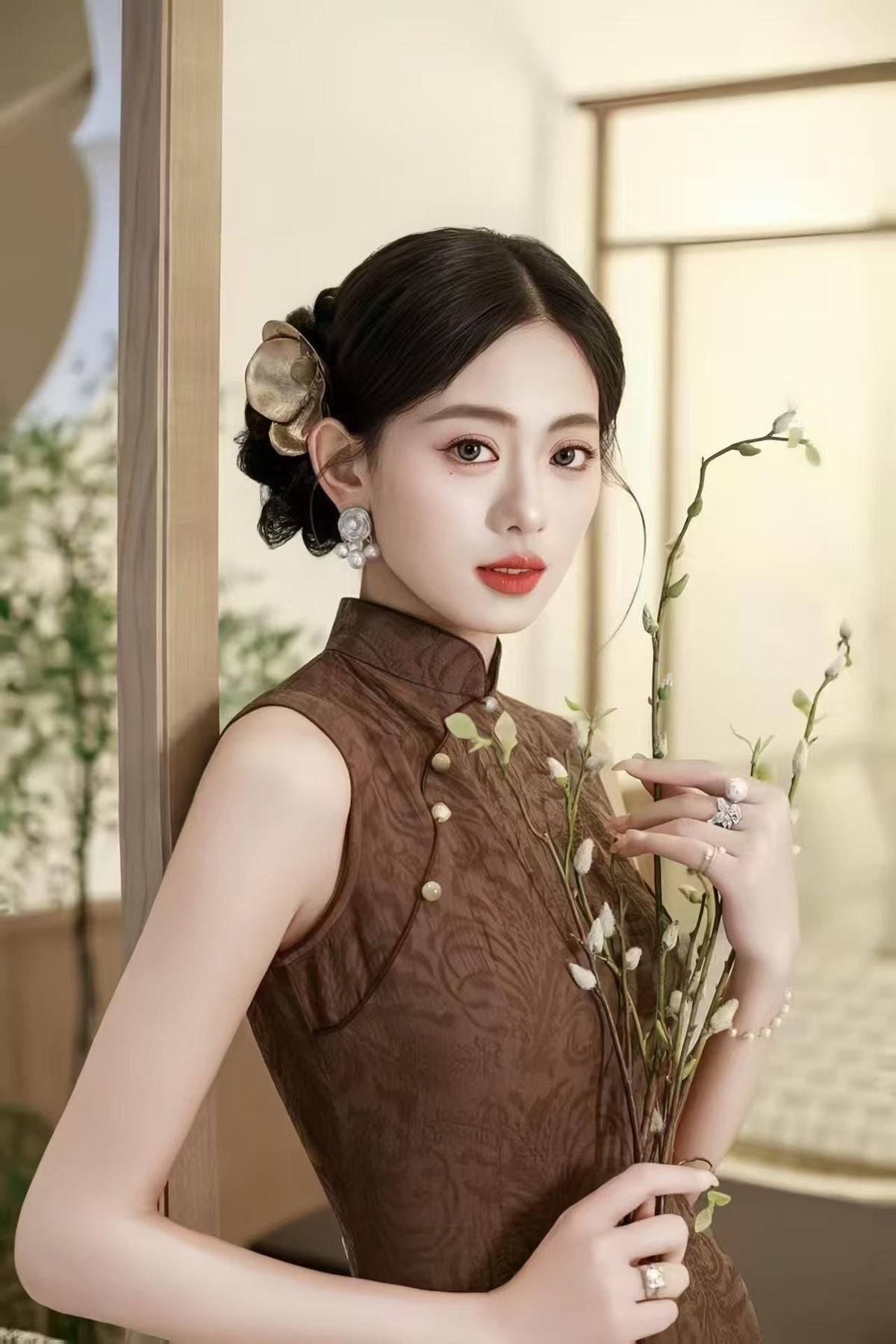 Women's Vintage Qipao Cheongsam Dress – Jacquard Maxi Fitted – additional product view