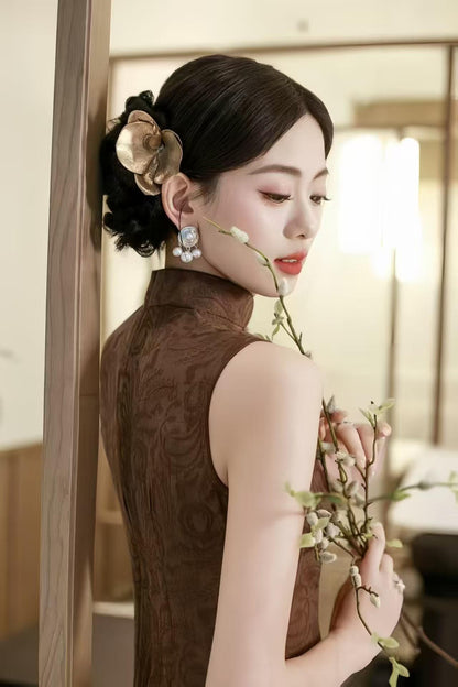Women's Vintage Qipao Cheongsam Dress – Jacquard Maxi Fitted – additional product view