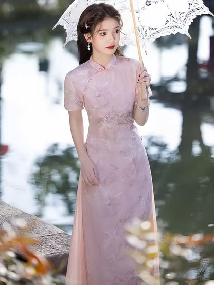 Women's Blue Vintage Qipao Cheongsam Dress – Maxi – additional product view