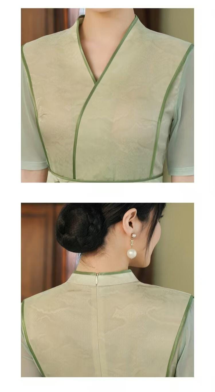 Women's Green Vintage Qipao Cheongsam Dress – additional product view