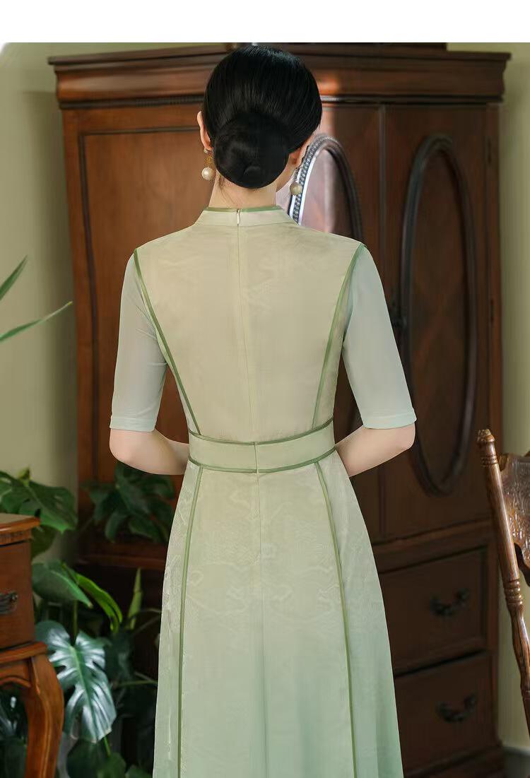 Women's Green Vintage Qipao Cheongsam Dress – additional product view
