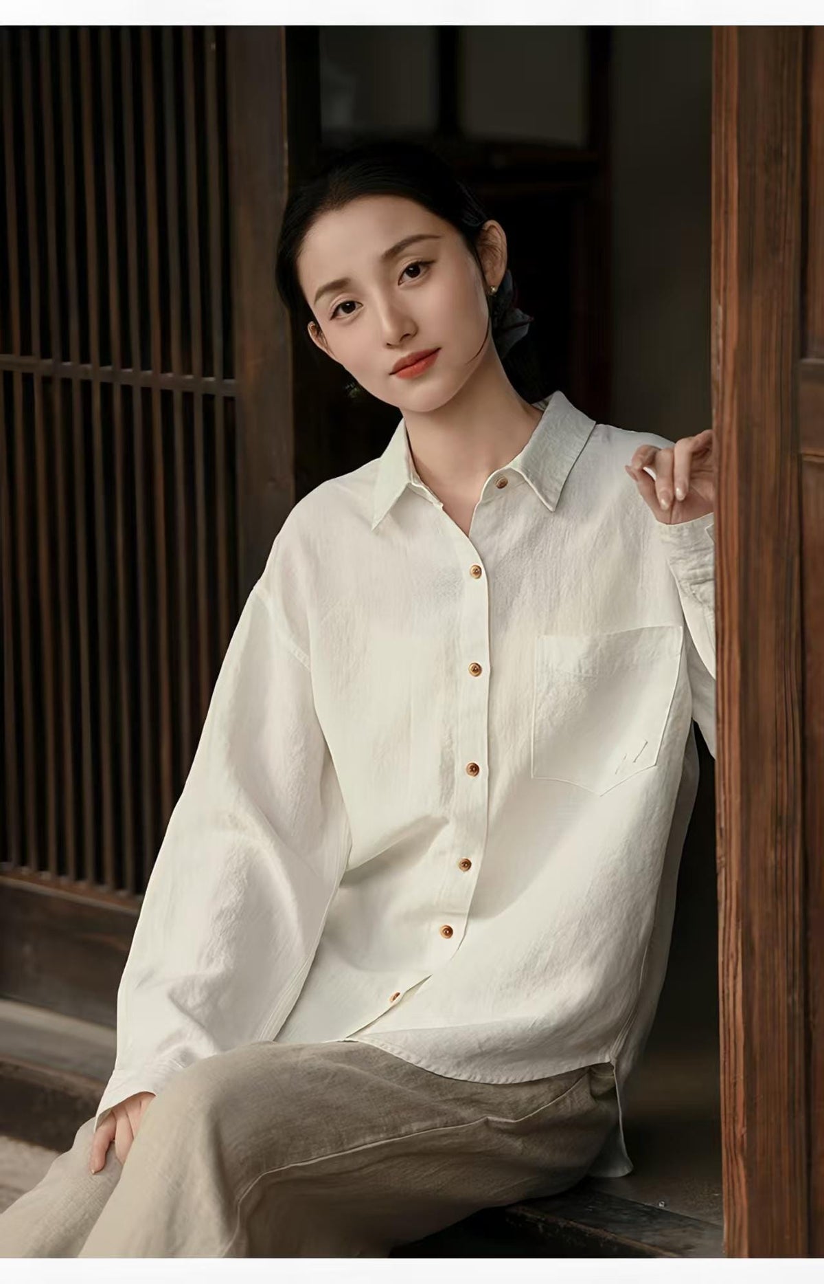 Women's Vintage Chinese Style Blouse – Ramie – additional product view
