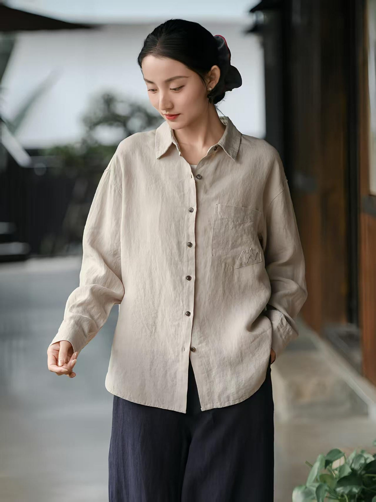 Women's Vintage Chinese Style Blouse – Ramie – additional product view